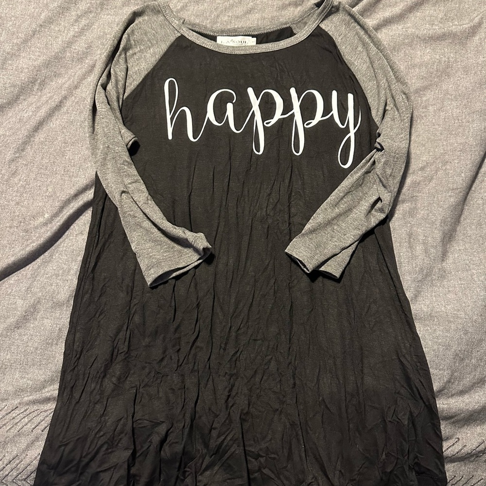 Never worn black and grey long sleeve shirt.